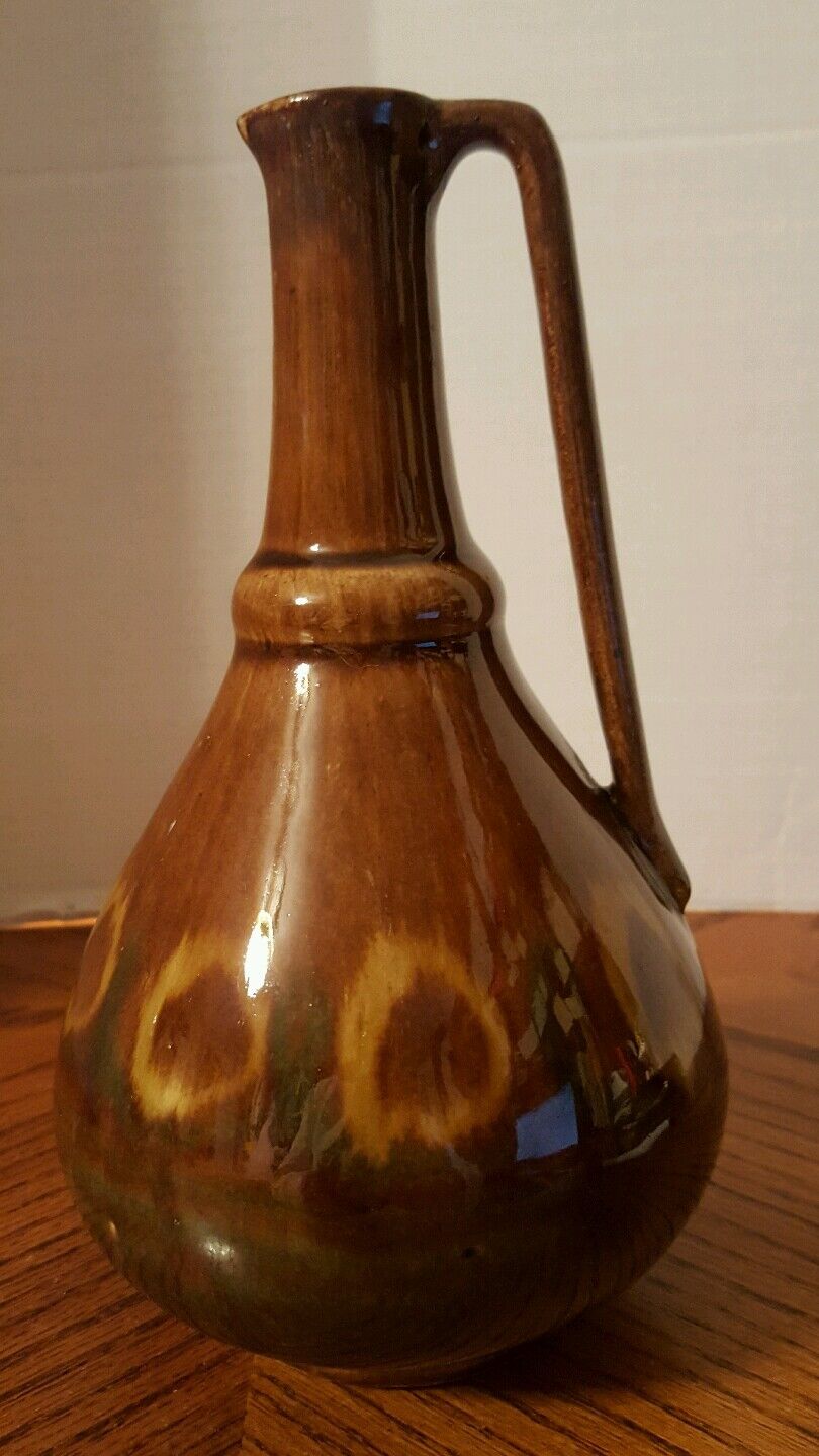 Antique Ceramic Brown  JUG Marked POLAND Wine/Oil Excellent