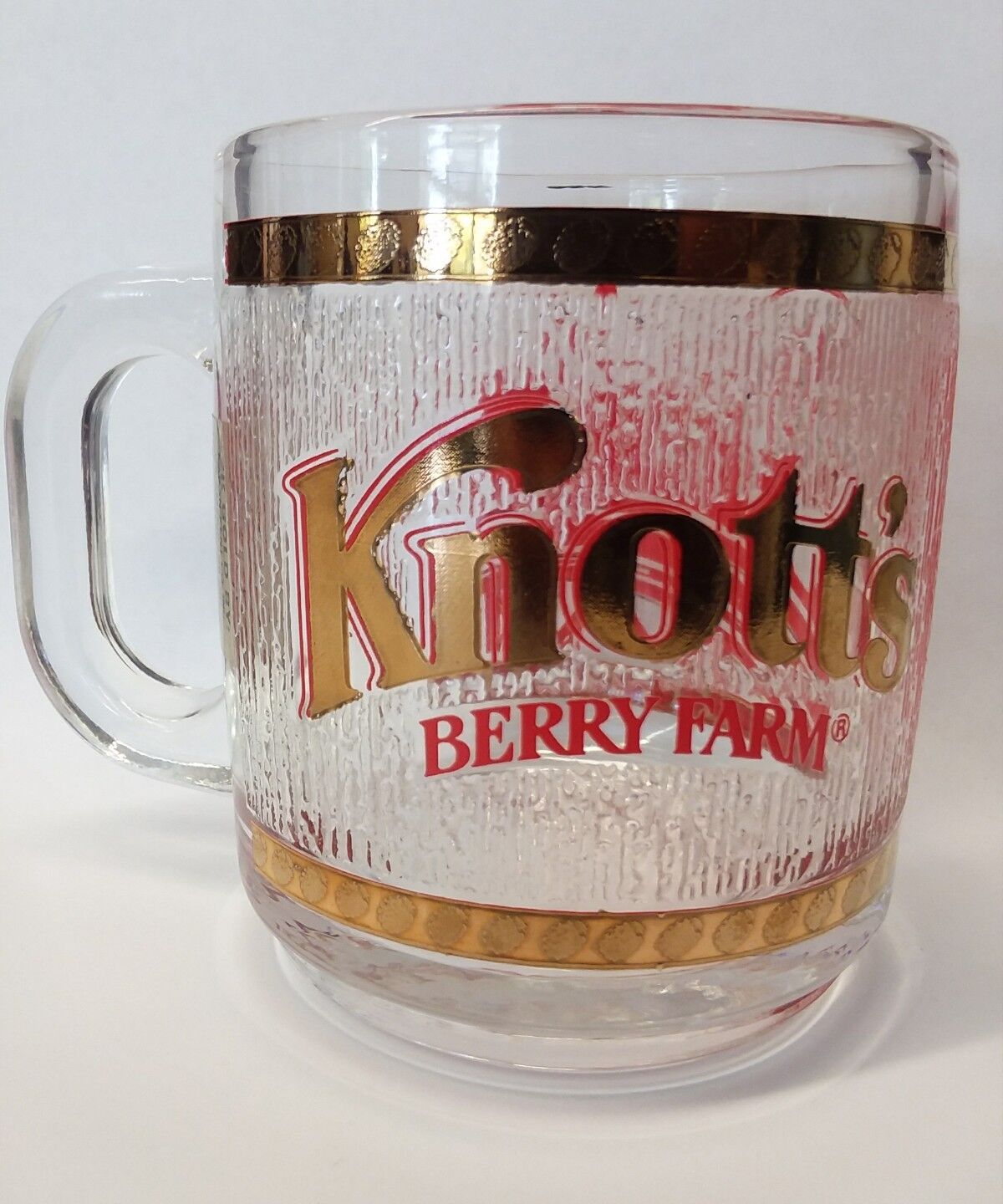 Knotts Berry Farm Theme Park 22k Gold Plated Frosted Glass Souvenir Mug