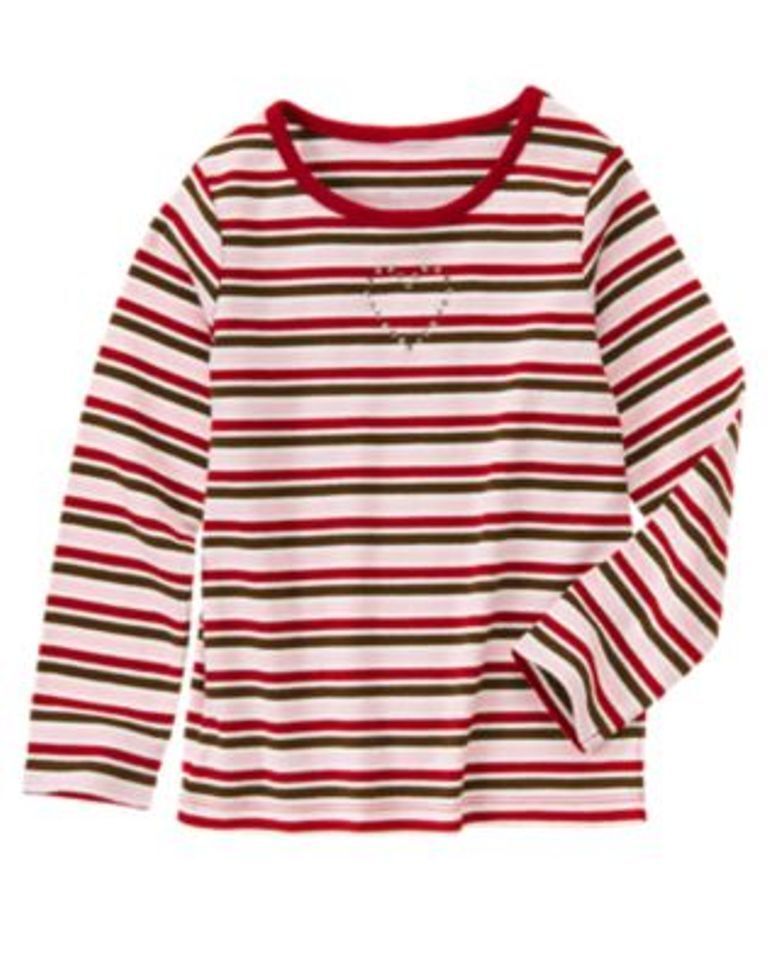 Gymboree Sweet Treats red striped Gem Heart Tee Shirt Top Girls 5 NEW NWT
