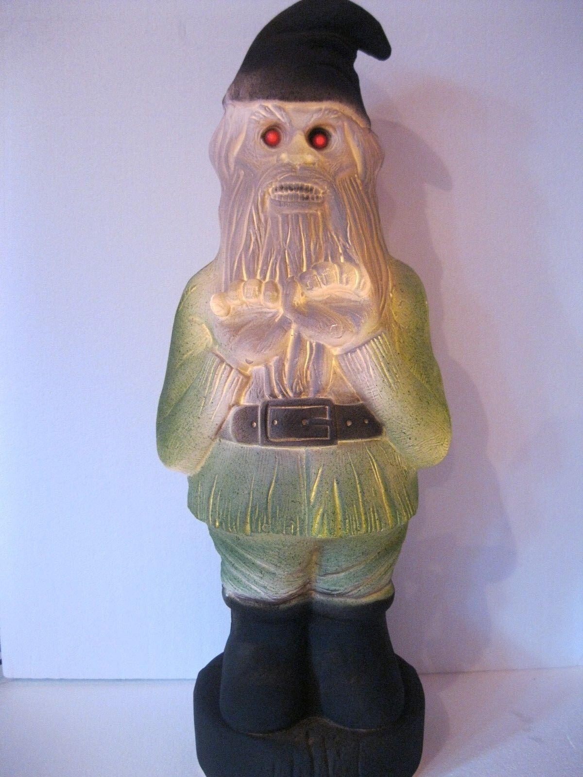 Blow Mold Halloween Zombie Gnome Red Eyes Lighted