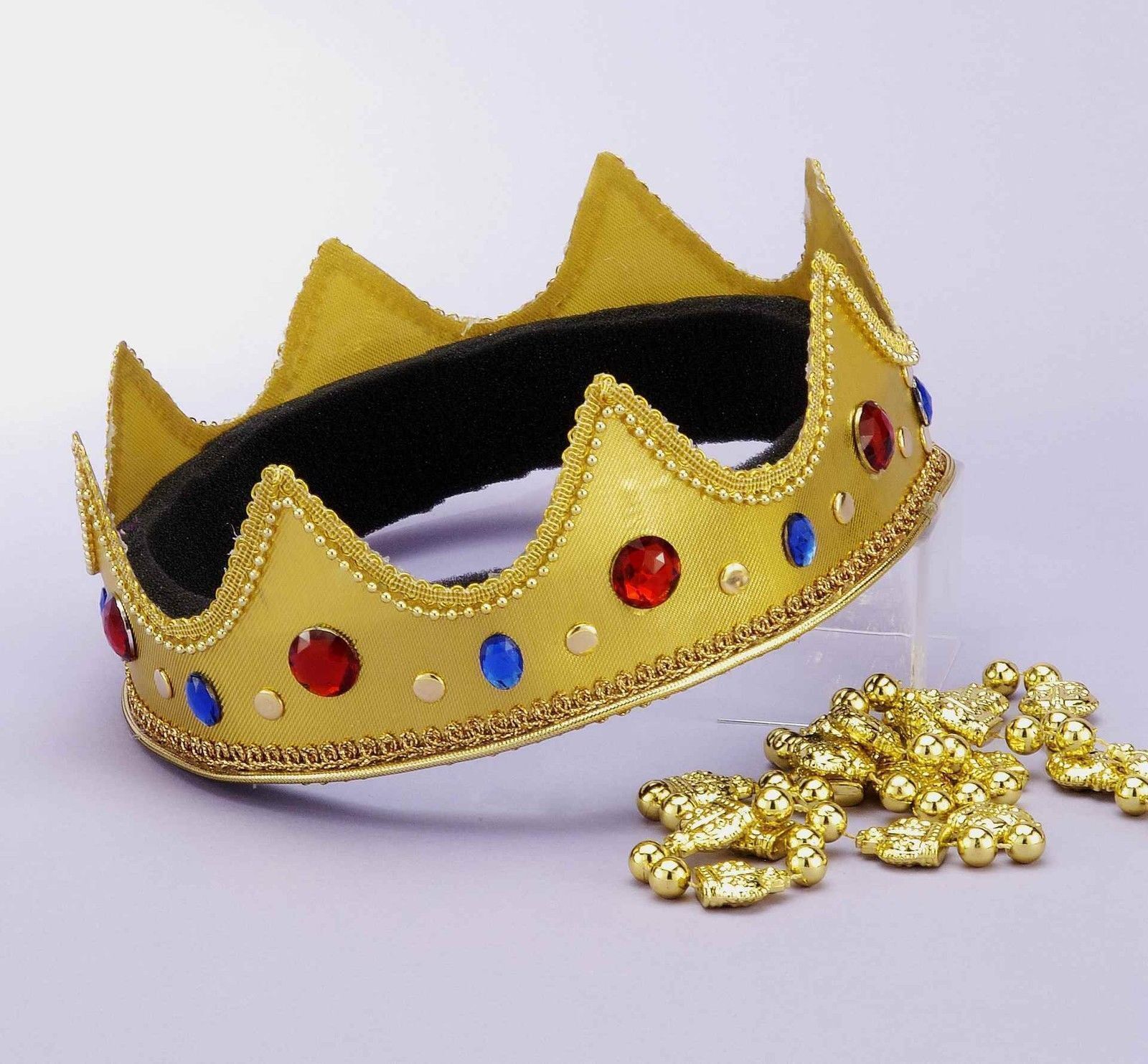 Mardi Gras Royal Crown King Queen Wisemen Adult Costume Accessory Gem Adjustable