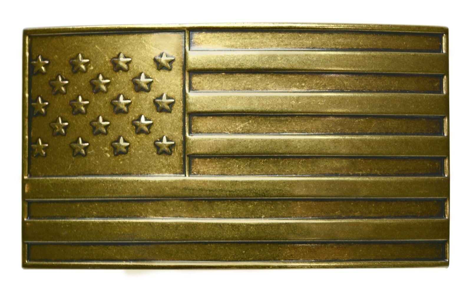 FL103 Vintage Steampunk Antique Brass Plated American USA Flag Buckle 34mm