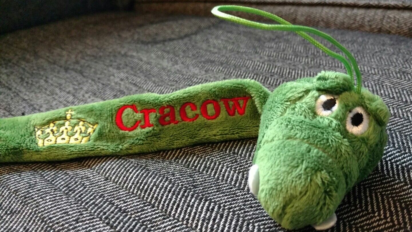 Cracow Poland Plush Bookmark Doll Toy Alligator Crocodile Crown Stamp Book Mark