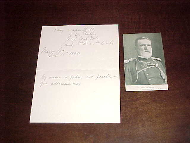 John C Bates Union General Autographed Signed Hand Written Note Civil War  