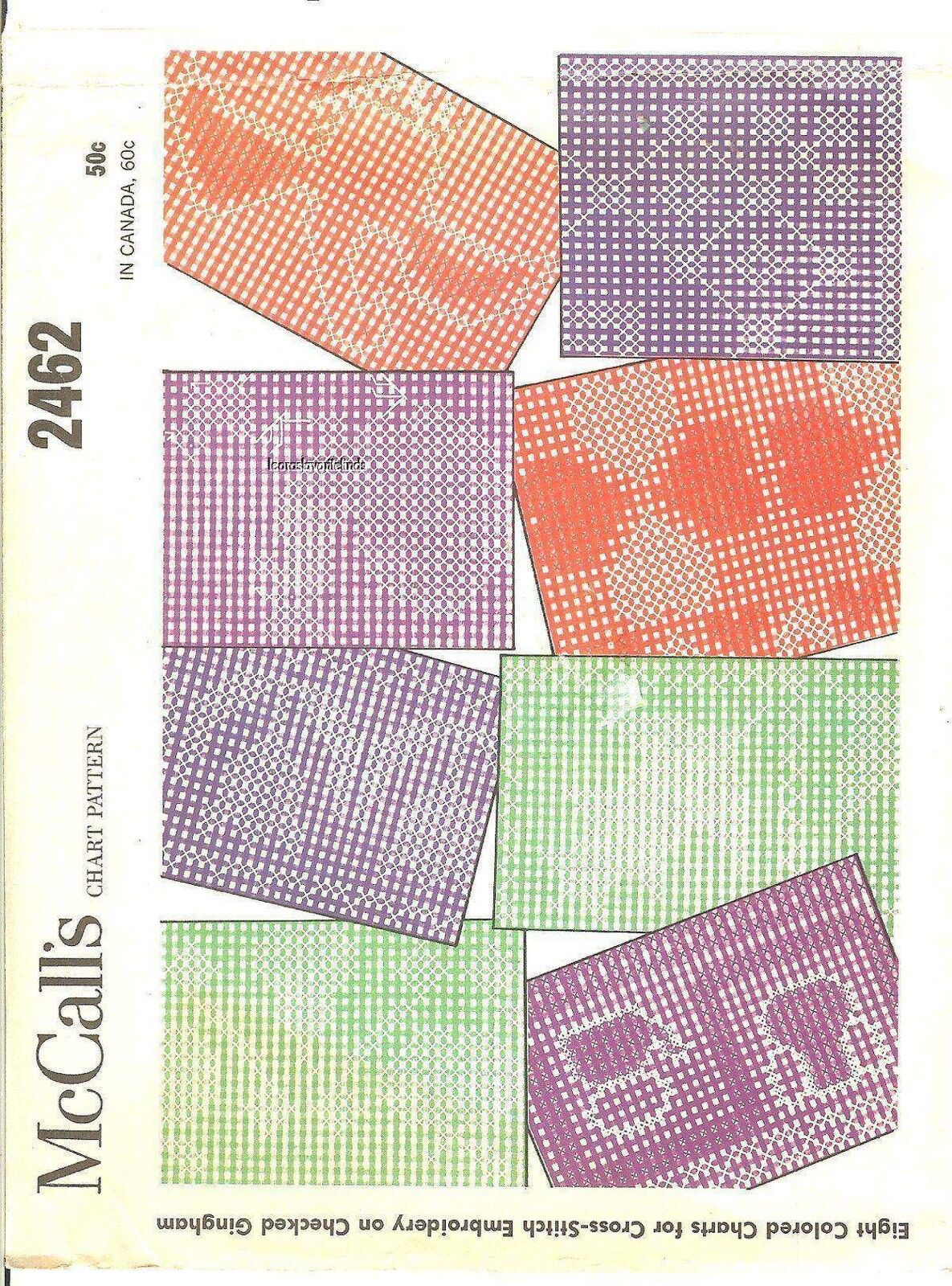 McCall\'s 2462 Vintage 1960s 8 Charts for Cross-Stitch Embroidery Border Designs