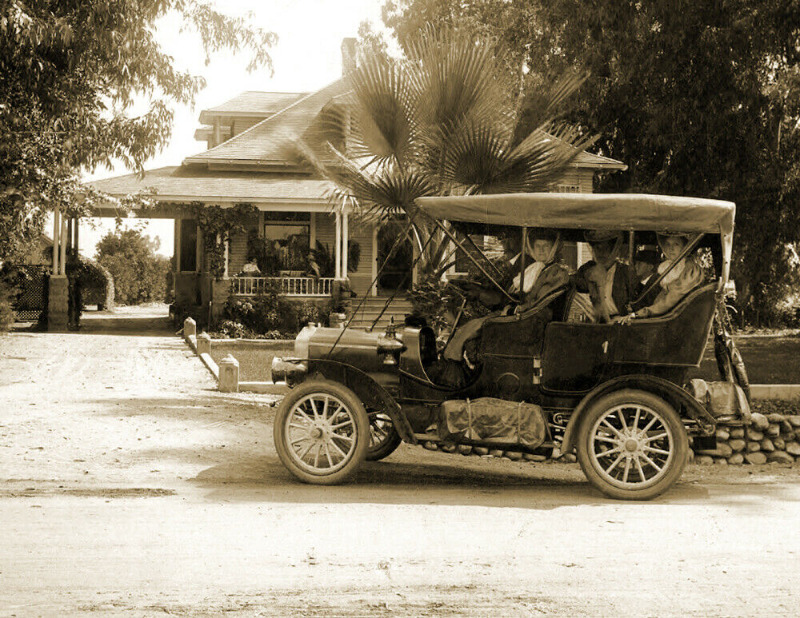 1900-1910 Family in Their Car, Covina, CA Old Photo 8.5\