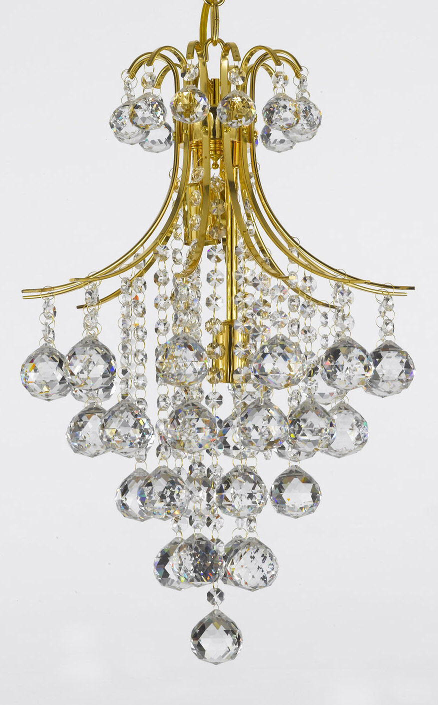 FRENCH EMPIRE CRYSTAL BALL CHANDELIER LIGHTING FIXTURE PENDANT CEILING LAMP GOLD