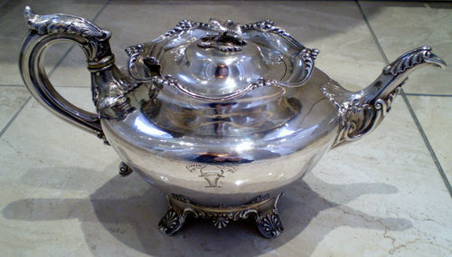 Antique Victorian Scottish Sterling Silver Teapot c1838 by Elder & Co Edinburgh 