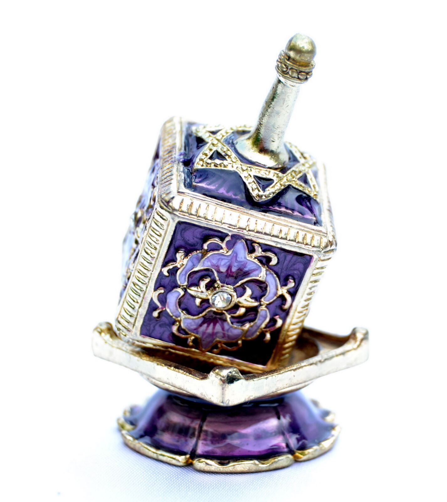 Decor Enameled Jeweled Dreidel & Display Chanukah Hanukkah Sevivon Color Purple 