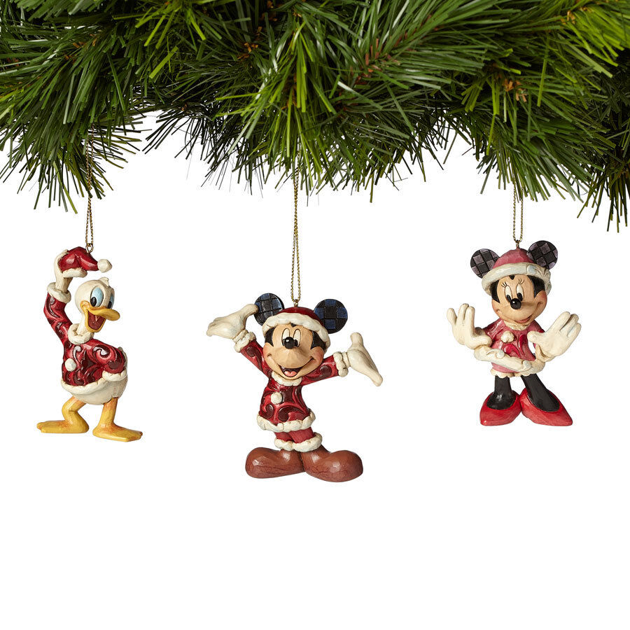Jim Shore Disney Santa Theme Ornament Set Mickey/Minnie/Donald Duck ~ 4039088