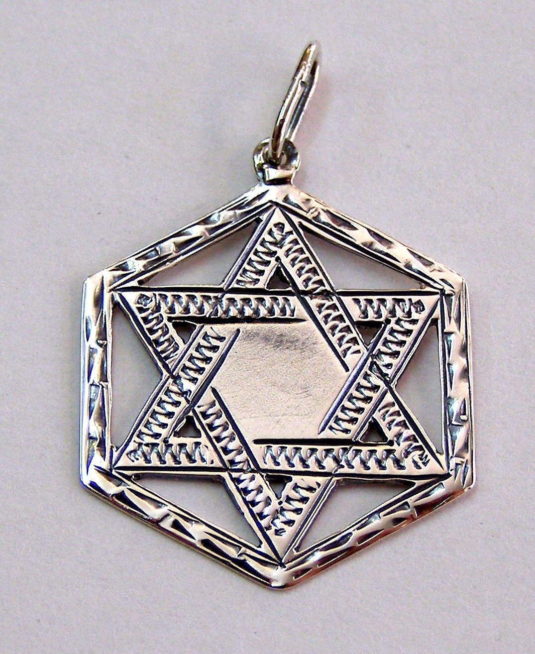 Jewish Star of Magen David pendant 12 Tribes #j2060 sterling silver 925 Judaica