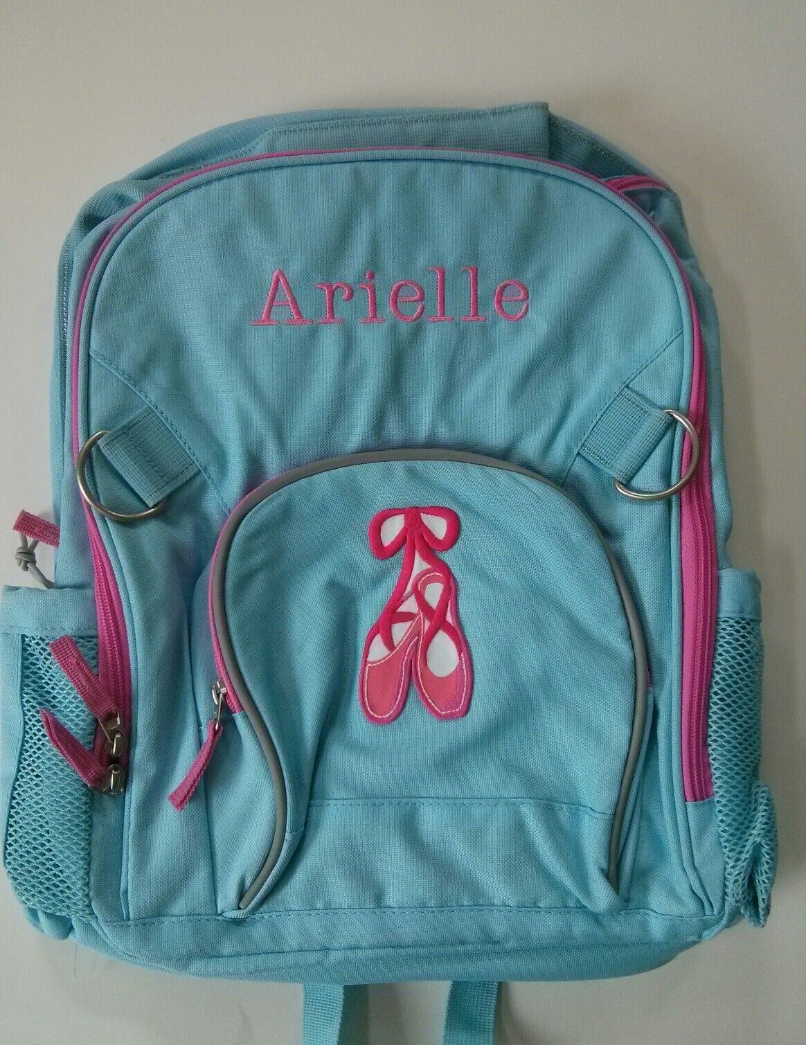Pottery Barn Kids FAIRFAX Backpack Large Blue  Pink Ballet patch w/ ARIELLE New