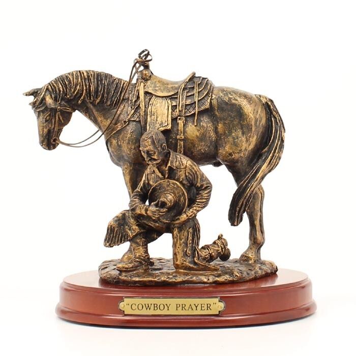 Large Bronze Statue ~COWBOY\'S PRAYER~ Horse, Western Heritage