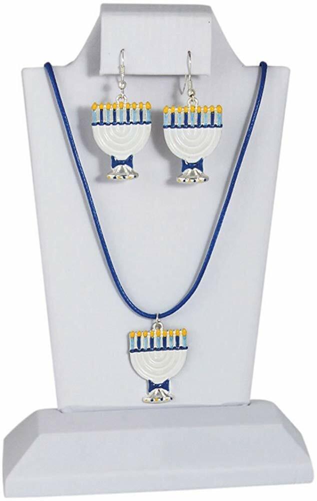 Zion Judaica Ltd Menorah or Dreidel Jewelry Set - Earrings and Necklace Gift Box