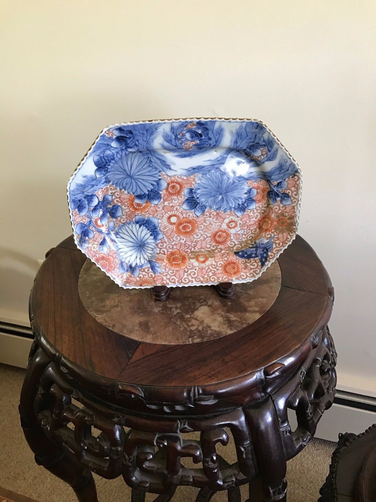 Imari Antique Platter Mid 19th Century Arita, Unique Edge, NEW PRICE