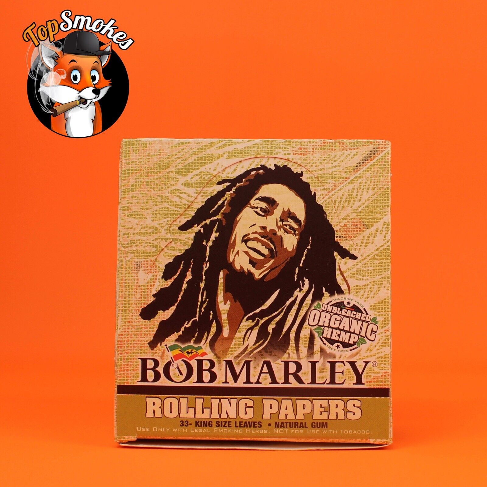 50 Pack 1 Box Bob Marley Unbleached Organic Hemp Rolling Papers Authentic