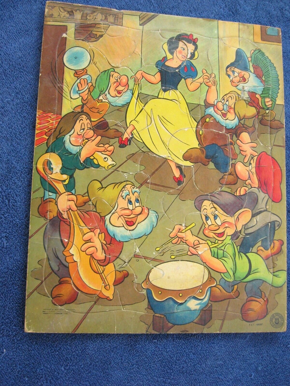 Vintage Snow White & 7 Dwarfs Inlaid Tray 25 Pc. Puzzle Apollo Toys Dept.Japan