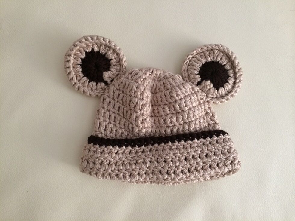 Newborn Teddy Bear Beanie   Baby Girl Boy Crochet Bear Hat, Newborn Photo Prop
