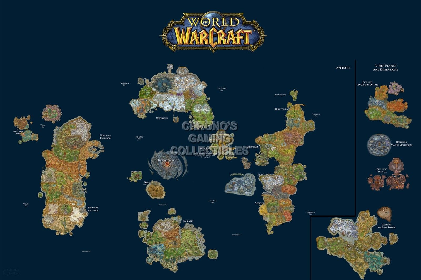 RGC Huge Poster - World of Warcraft World Map WOW PC - EXT185