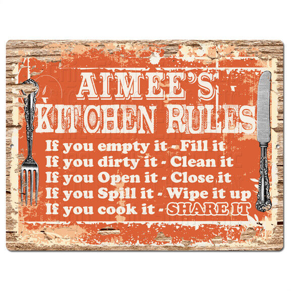 PPKR0503 AIMEE\'S KITCHEN RULES Chic Sign Home Kitchen Decor Gift ideas