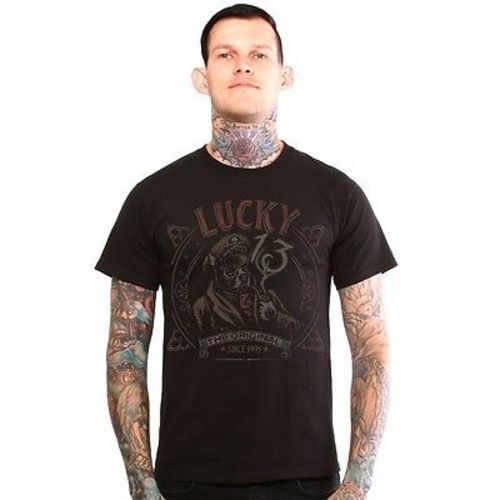 LUCKY 13 SALTY DOG MENS TATTOO PUNK GOTH PIPE VINTAGE PIRATE SMOKE T SHIRT S-4XL