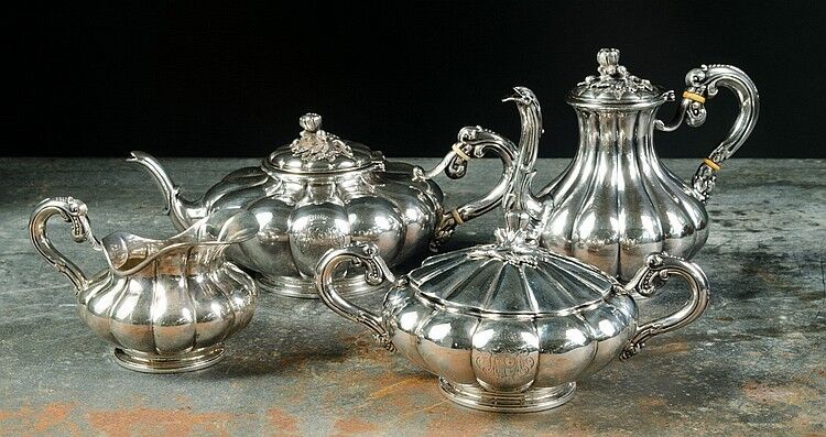 FOUR PIECE FRENCH STERLING SILVER TEA SET, late