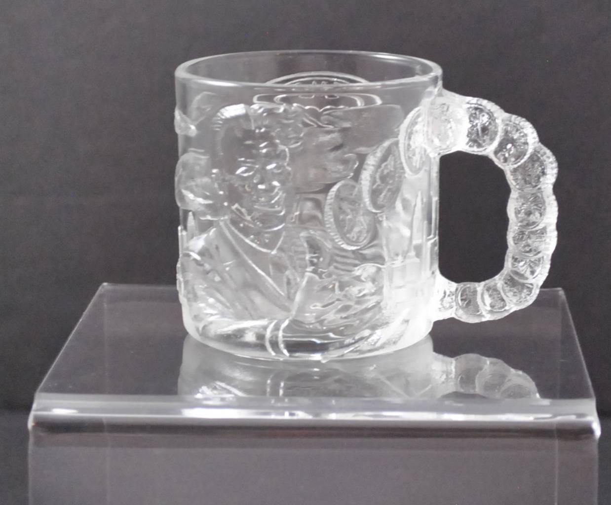Vintage Clear Glass McDonald\'s Two-Face Mug Cup Batman Forever 1995 France Y26