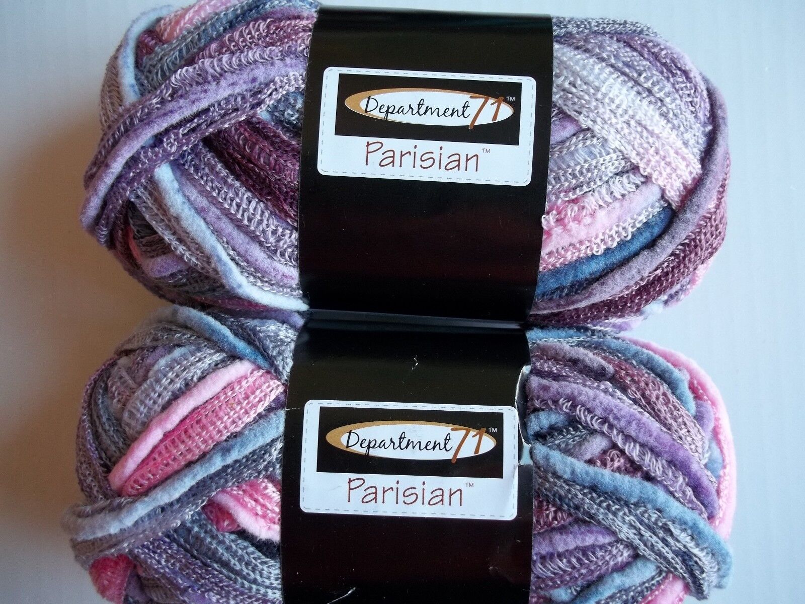 Department 71 Parisian ruffle fur mesh yarn, Lilac, lot of 2 (22 yds each)