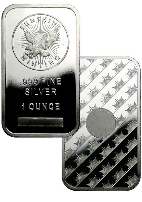 Sunshine Minting Inc. 1 Troy Ounce .999 Fine Silver Bar - MADE IN USA SKU27271