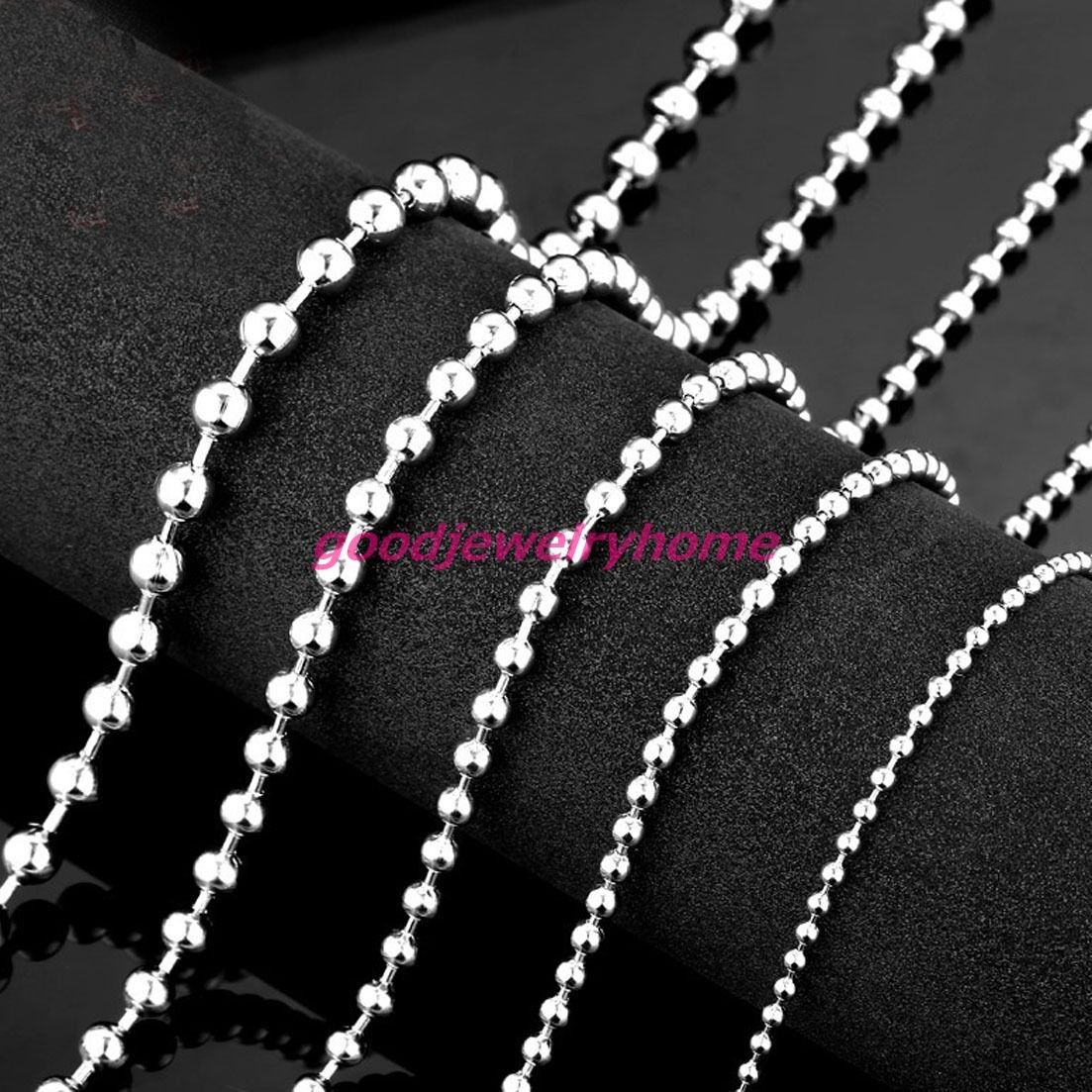 New 1.5mm-10mm Stainless Steel Silver Men/Womens Necklace Bead Ball Chain 16-40\