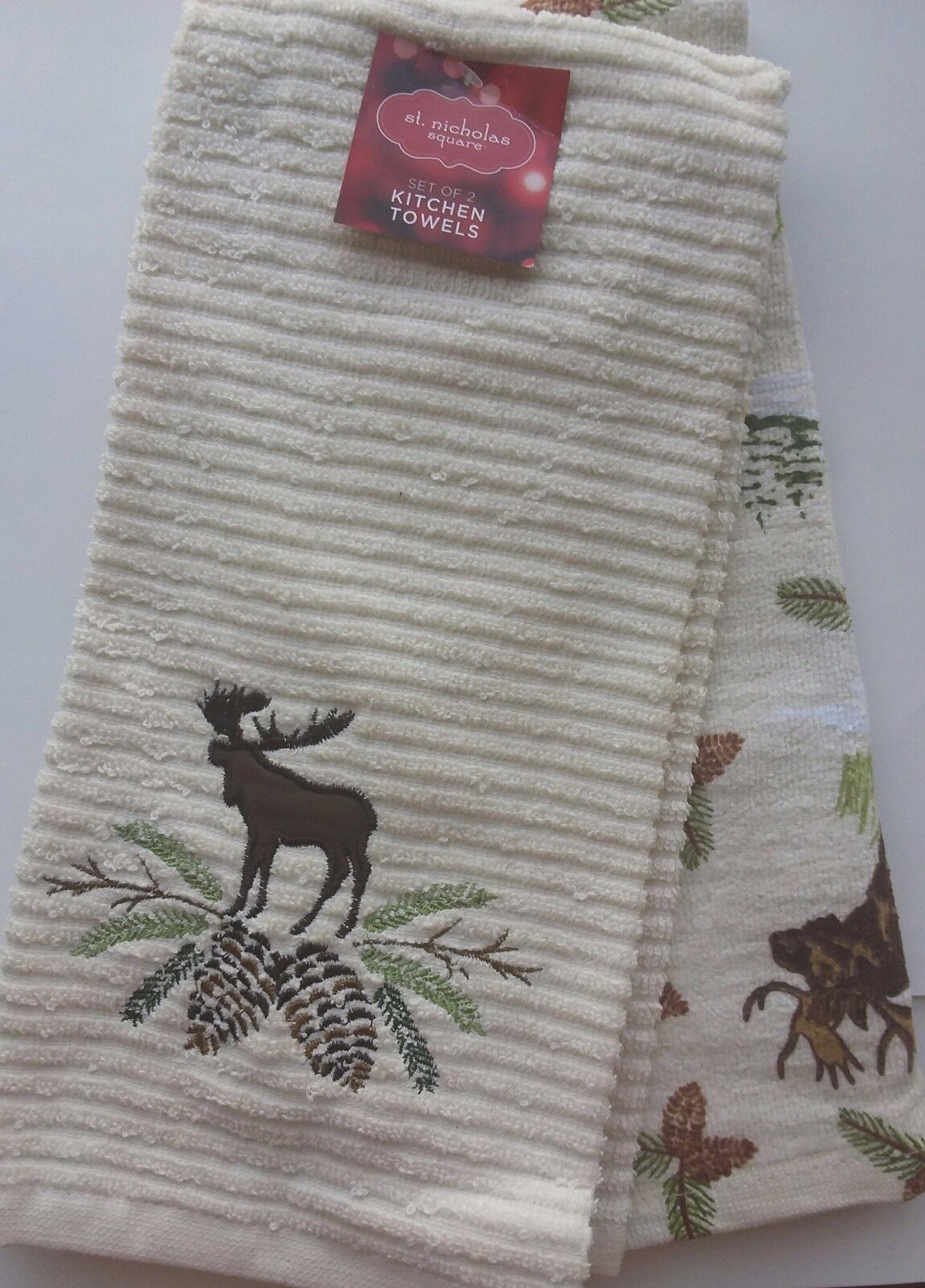 NWT 2 Pack ST. NICHOLAS SQUARE HAND TOWELS Holiday Christmas Kitchen Bathroom
