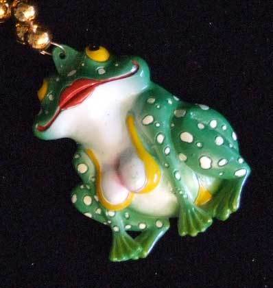 Busty Frog Lady Big Rip Mardi Gras Bead Necklace Funny A