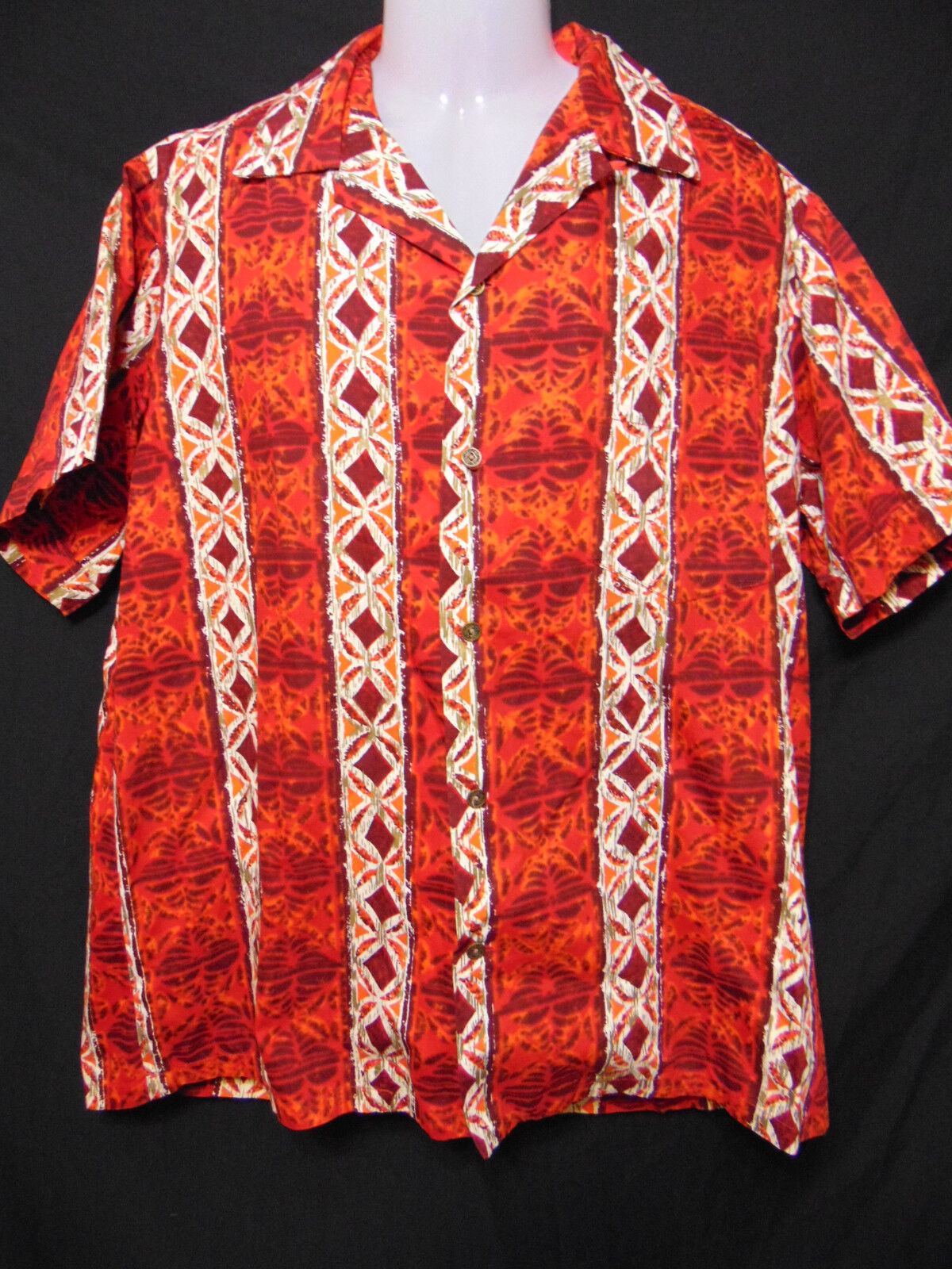 ALFRED SHAHEEN Honolulu Vintage 50s/60s Hawaiian Style Shirt L/Large NIIHAU TAPA
