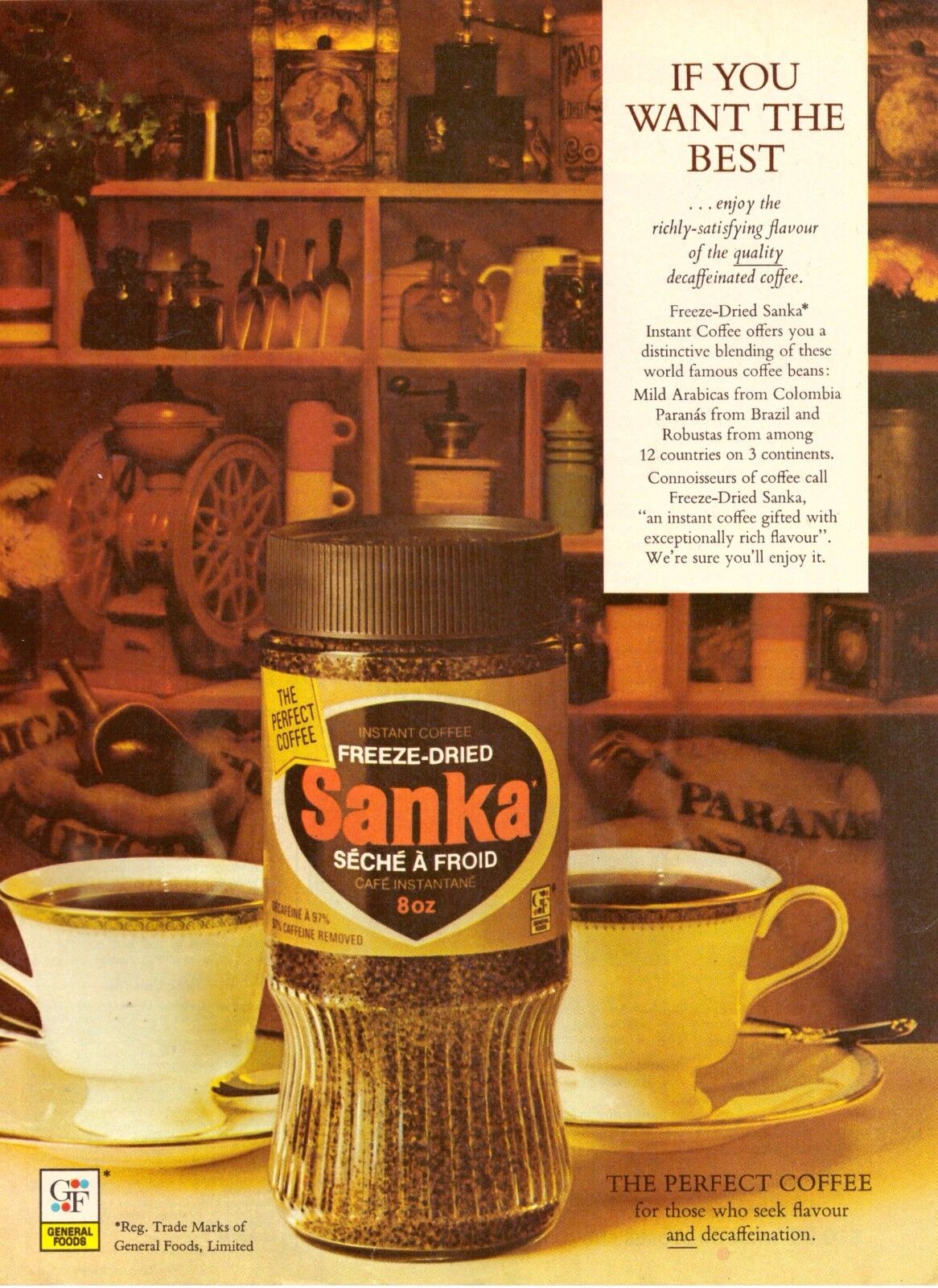 1973 Sanka Decaffeinated Instant Coffee Print Advertisement Vintage Ad VTG 70s