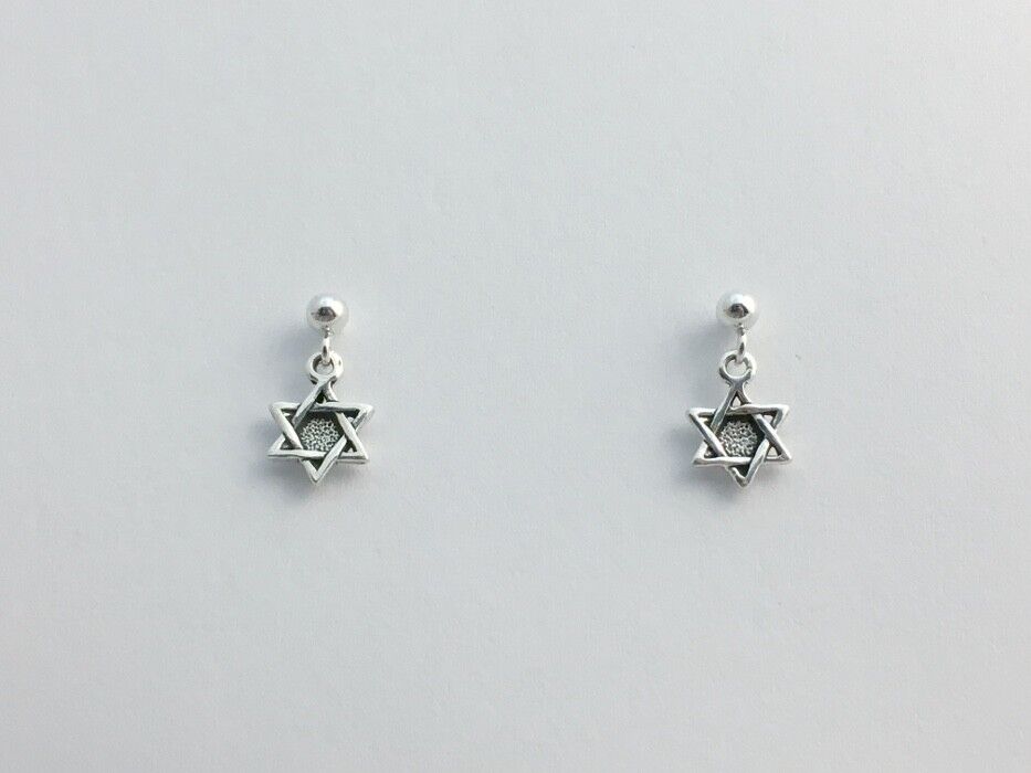 Sterling silver 3mm ball stud w/ tiny Star of David  earrings-  Jewish, Judaica