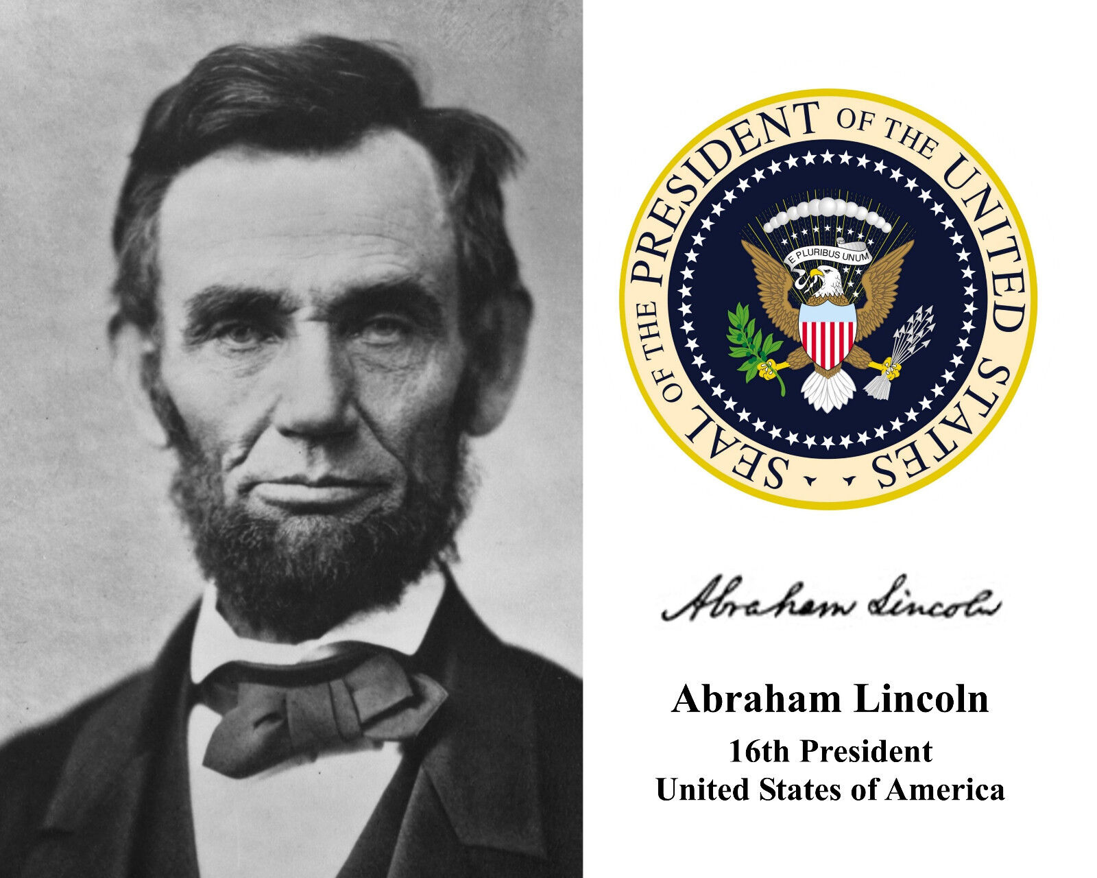 Abraham Lincoln 16th President Presidential Seal Autograph Photo Photograph 