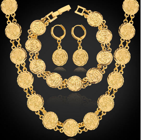 middle eastern jewelry set 18K Gold PL Turkish Ottoman Necklace Bracelet Earring