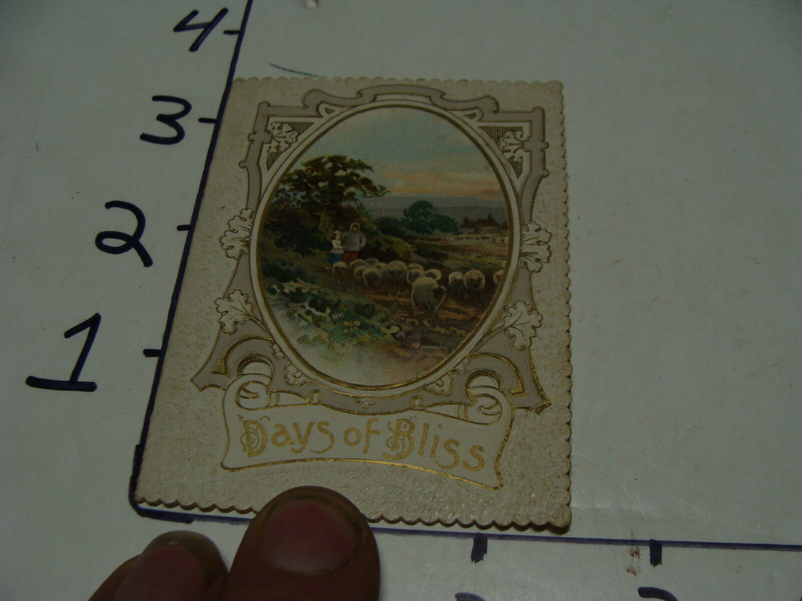 1800\'s DAYS OF BLISS, little booklet, embossed cover, 8 internal pages
