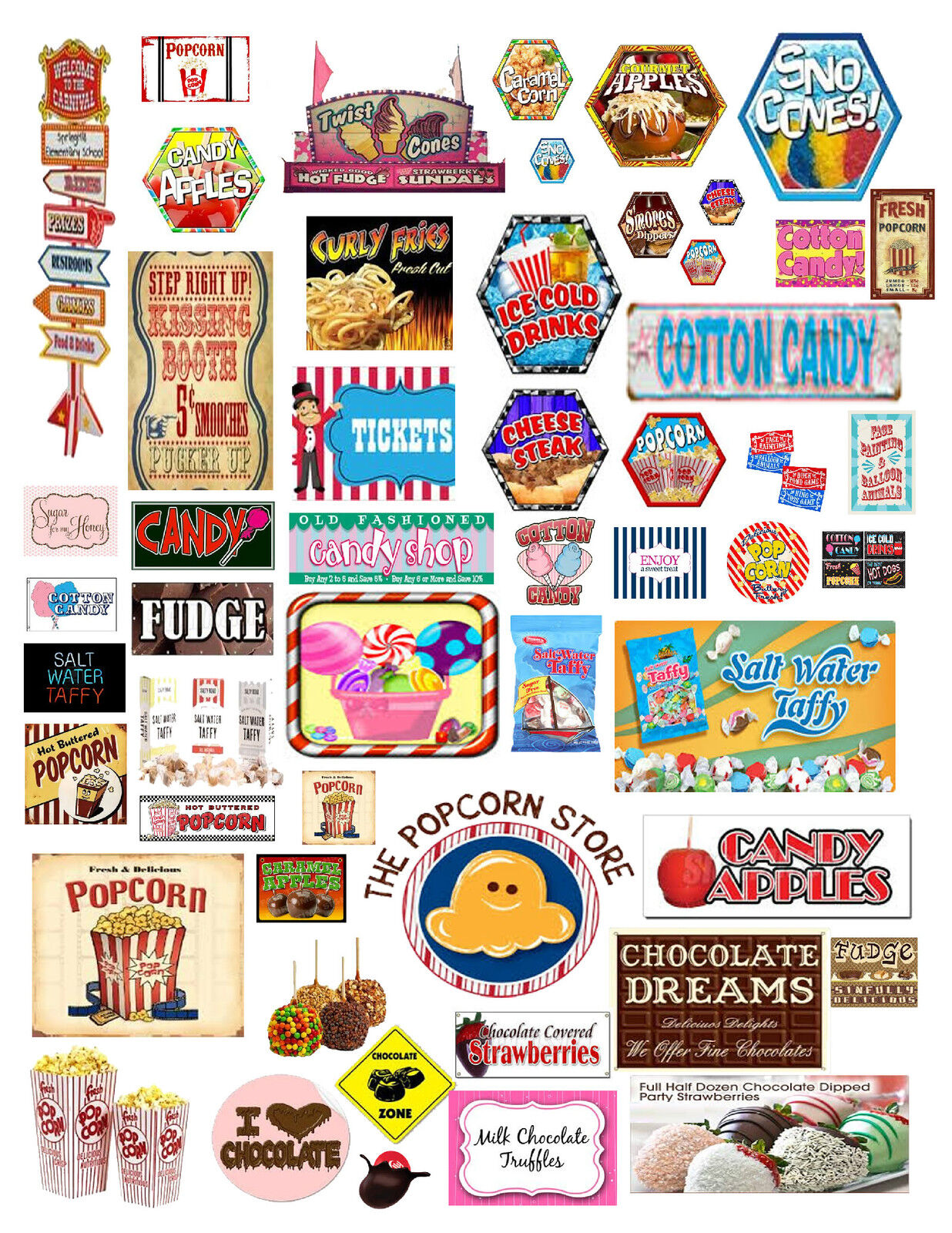 1:24 & 1:18 CANDY SIGNS FOR  DIORAMA DIECAST DISPLAYS DECALS