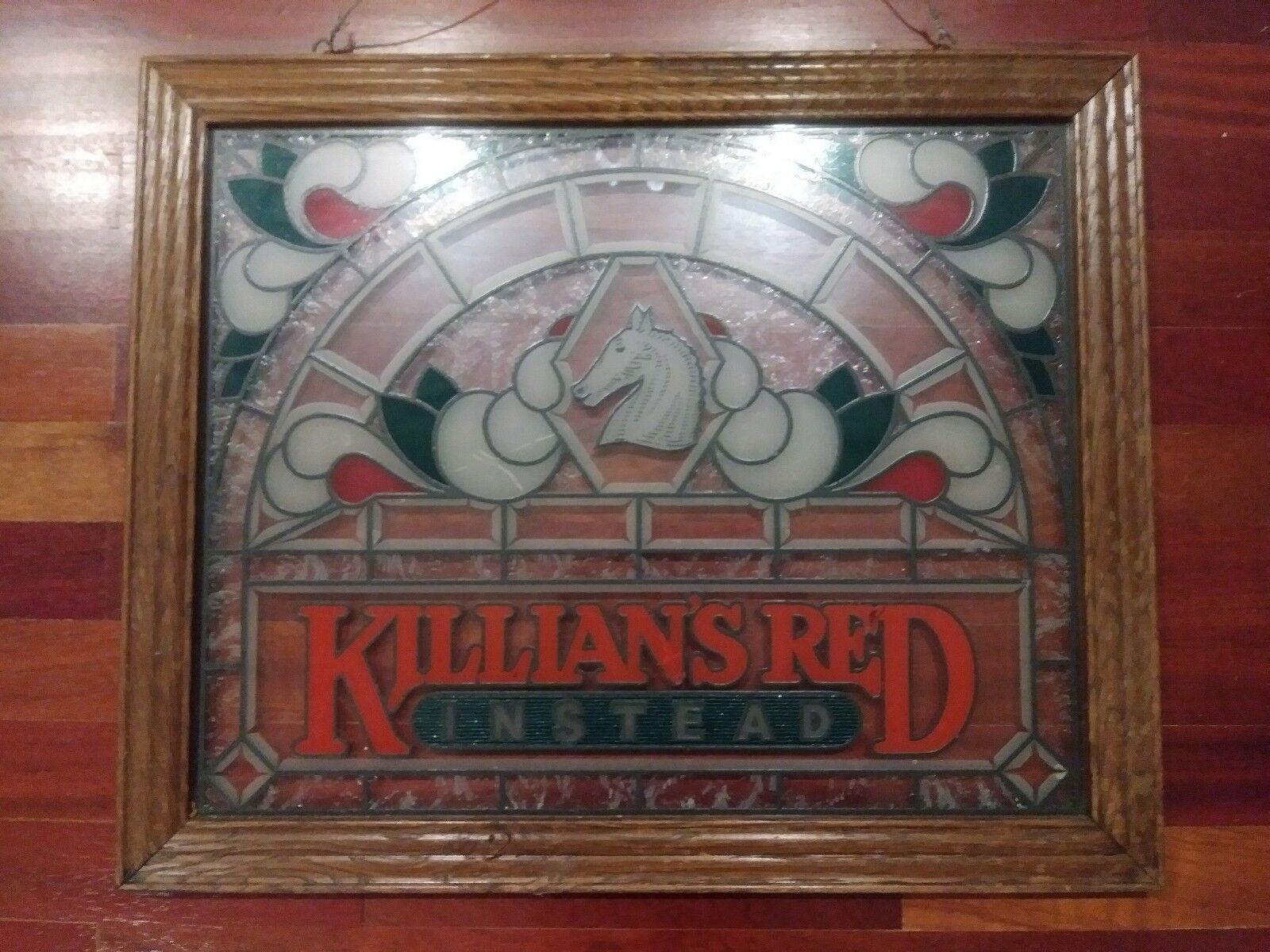 KILLIANS Red Instead Frosted Faux Stained Glass BEER Sign Bar Pub Man Cave