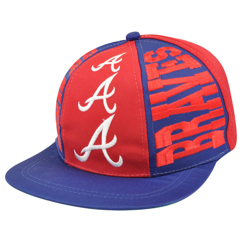 MLB Atlanta Braves Snapback Flat Bill Old School Vintage Dead Stock Hat Cap Blue
