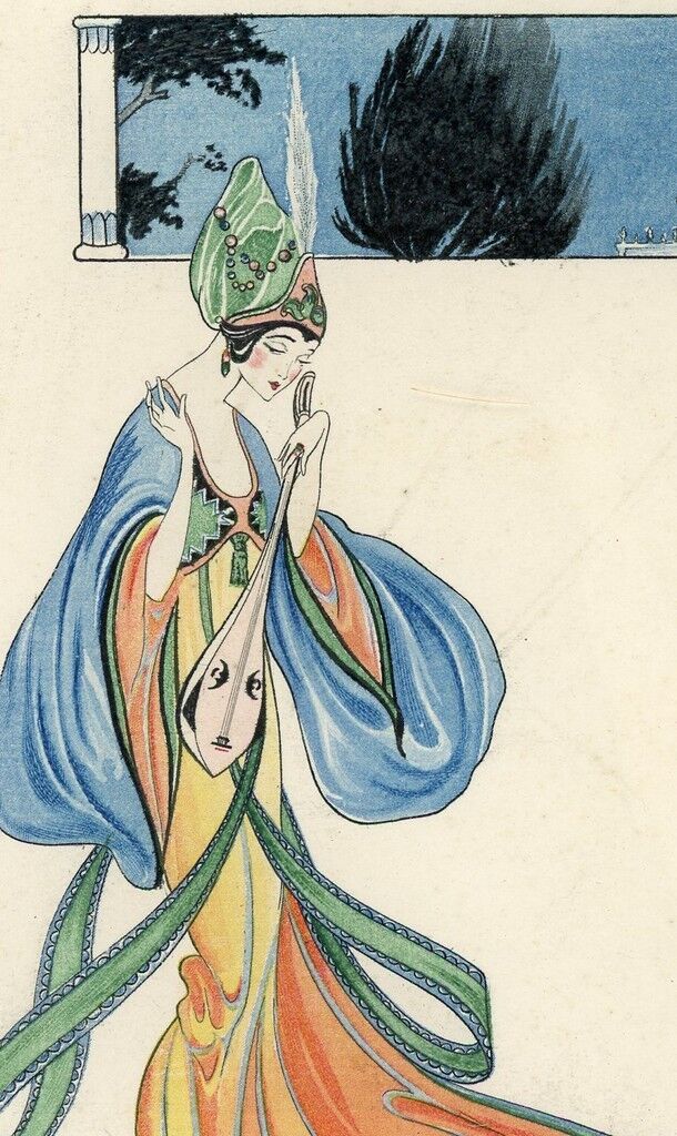 Vintage 1926 Art Nouveau Calander Sytlized female form. Great lines and color.