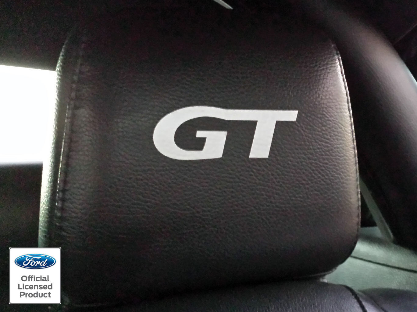 2005-2009 FORD MUSTANG HEADREST GT DECALS - ONLY LEATHER SEATS FORD LICENSED 