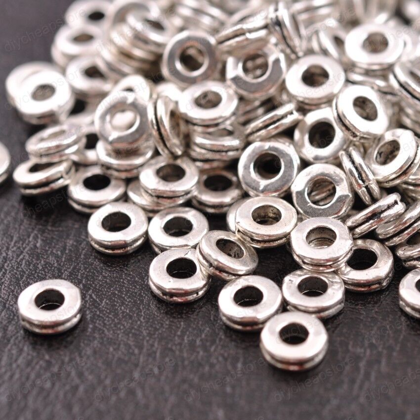 100Pcs Tibetan Silver Charms DIY Spacer Beads For Jewelry Findings 6MM Wholesale