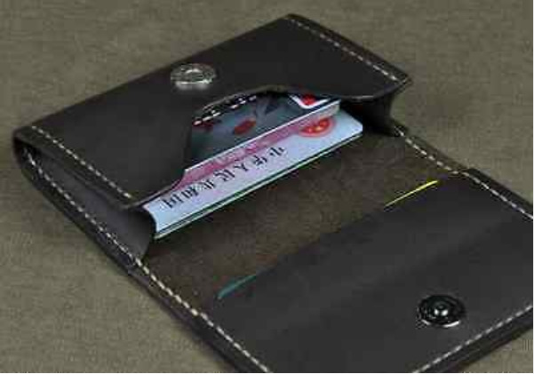 men women wallet purse cow Leather business Bank card holder case bag black S034