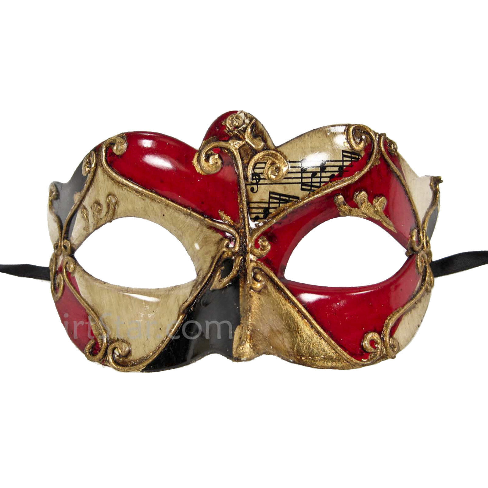 Adult Women\'s Venetian Jester Masquerade Red Black Gold Silver Costume Eye Mask