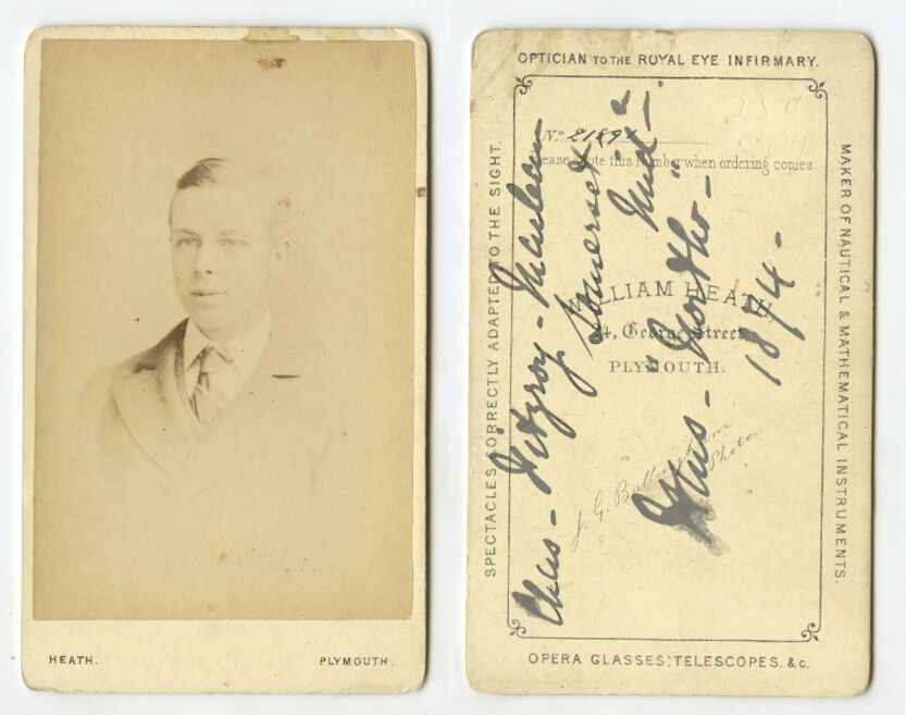 CDV PHOTO OF YOUNG MAN FROM PORTLAND, IDED ON BACK, BY HEATH 