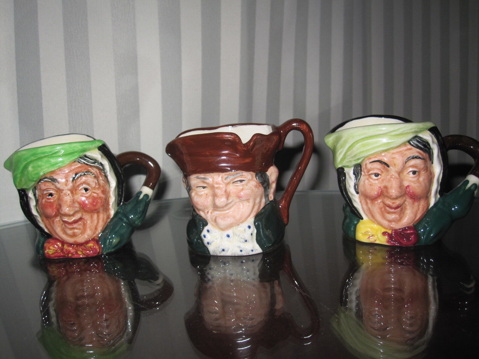 SET OF 3 ROYAL DOULTON MINIATURE TOBY JUGS-2 DIFFERENT SAIREY GAMP & OLD CHARLEY