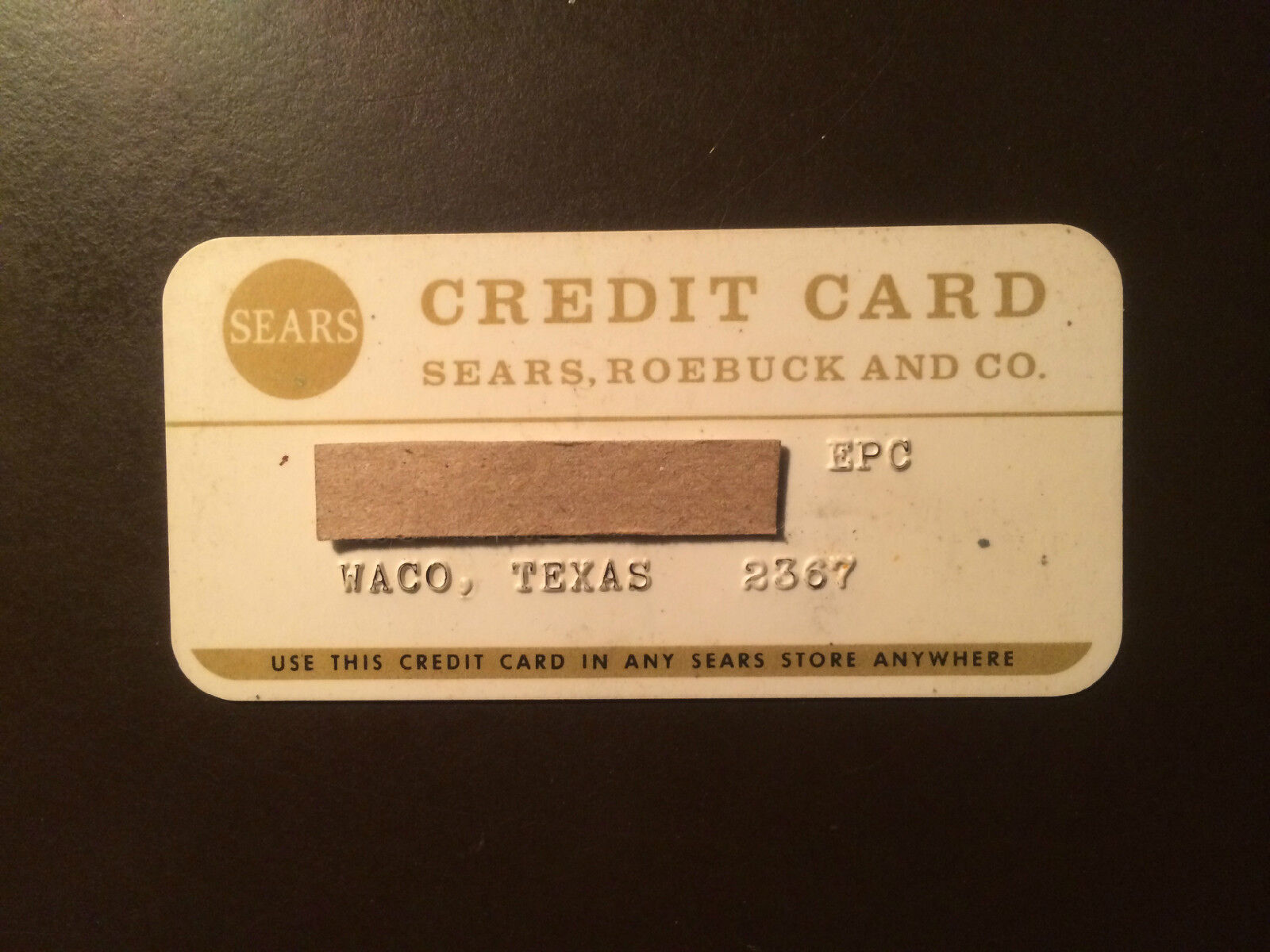 Sears, Roebuck and Company 1970\'s Vintage Collectors Credit Card - Waco, Texas