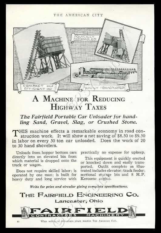 1921 Fairfield Engineering portable car unloader 3 machine photo trade print ad